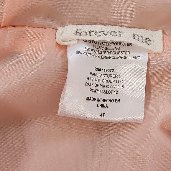 Forever Me Gold Metallic Pleated Puffer Vest 4T Hooded Full Zip Lightweight Soft - Picture 4 of 4